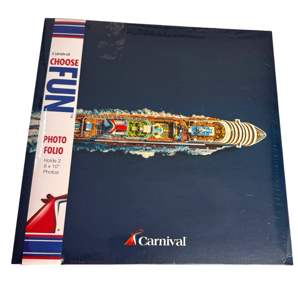CARNIVAL CRUISE LINE Photo Folio Frame Picture Album Blue Hold 2 8x10 New Sealed